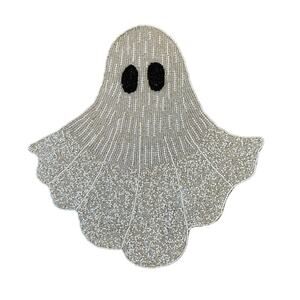 Christian Siriano Halloween Ghost Beaded Placemat 16in White Silver Glam New